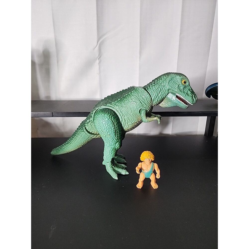 Vintage Definitely Dinosaurs 1987 Playskool T-Rex Figure And Caveman Zorg Blonde